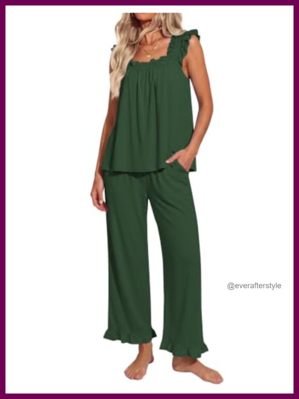 Ekouaer Pajamas for Women Set 2 Piece Ruffle Sleeveless Pj Bridal Sleepwear